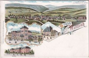54516 Wittlich, u.a. Hotel zur Traube, Farblitho, ca. 1900