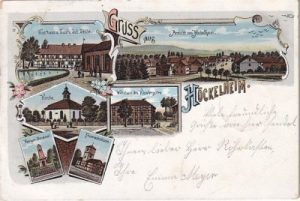 37154 Höckelheim (Northeim), u.a. Feuerwehr, Farblitho, ca. 1900