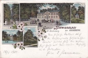 24326 Ascheberg (Holstein), Gasthof Schwiddeldei, Farblitho, ca. 1900