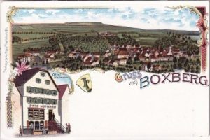 97944 Boxberg (Baden), Geschäft Otto Hofmann, Farblitho, ca. 1900