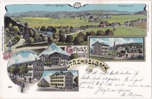 Strengelbach (Aargau), Gasthaus Zum Hirschen, Farblitho, ca. 1900