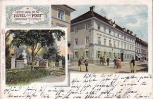 82418 Murnau am Staffelsee, Hotel zur Post, Farblitho, ca. 1900