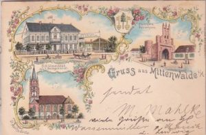 15749 Mittenwalde (Mark), u.a. Schützenhaus, Farblitho, ca. 1895