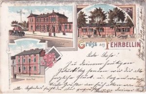 16833 Fehrbellin, u.a. Bahnhof, Farblitho, ca. 1895