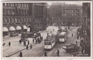 09111 Chemnitz, Marktplatz, Straßenbahn, Fotokarte, ca. 1930