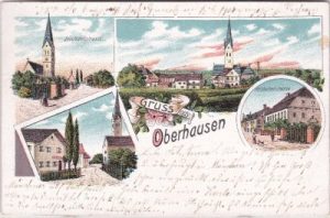 94419 Oberhausen (Reisbach), Reisbacherstrasse, Farblitho, ca. 1900