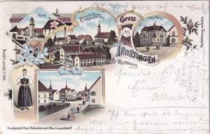78647 Trossingen, u.a. Harmonika-Fabriken, Farblitho, ca. 1900