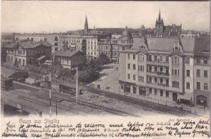 12165 Berlin-Steglitz, Bahnhof, Straßenansicht, ca. 1900